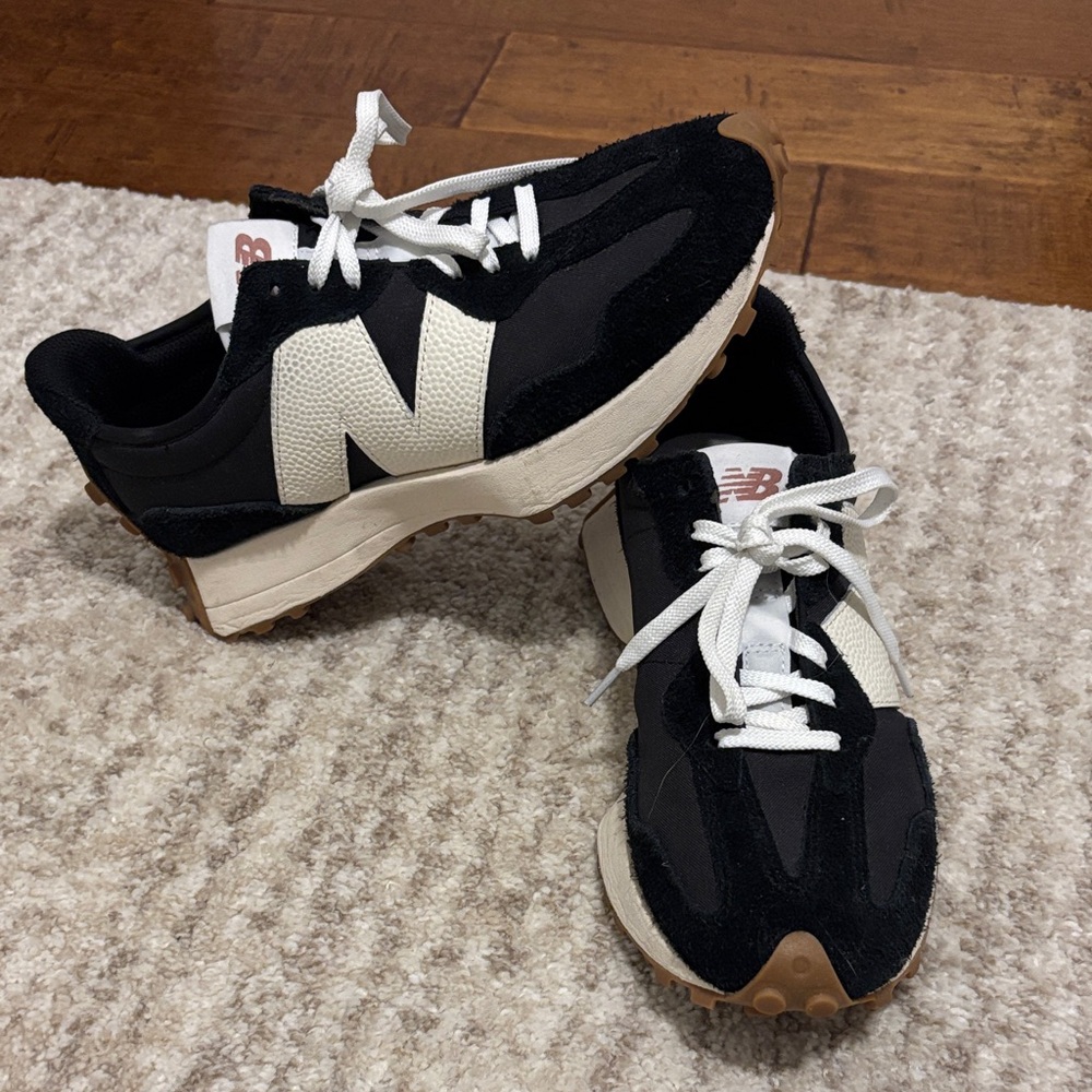New Balance 327 Black and Cream Sneakers